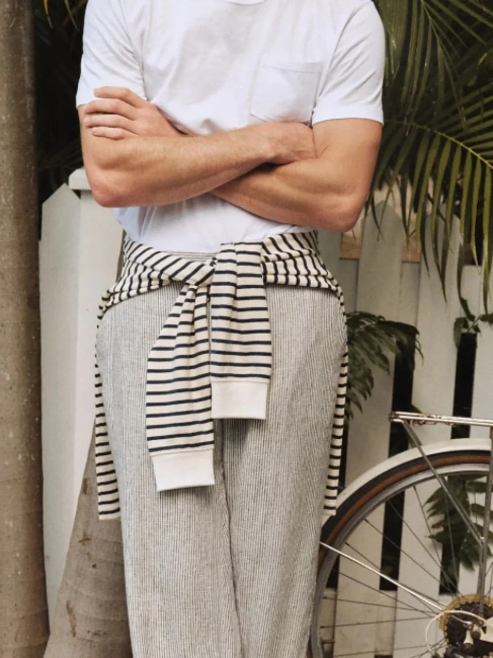 J crew navy ivory stripe Classic-fit linen trouser 34 x 32